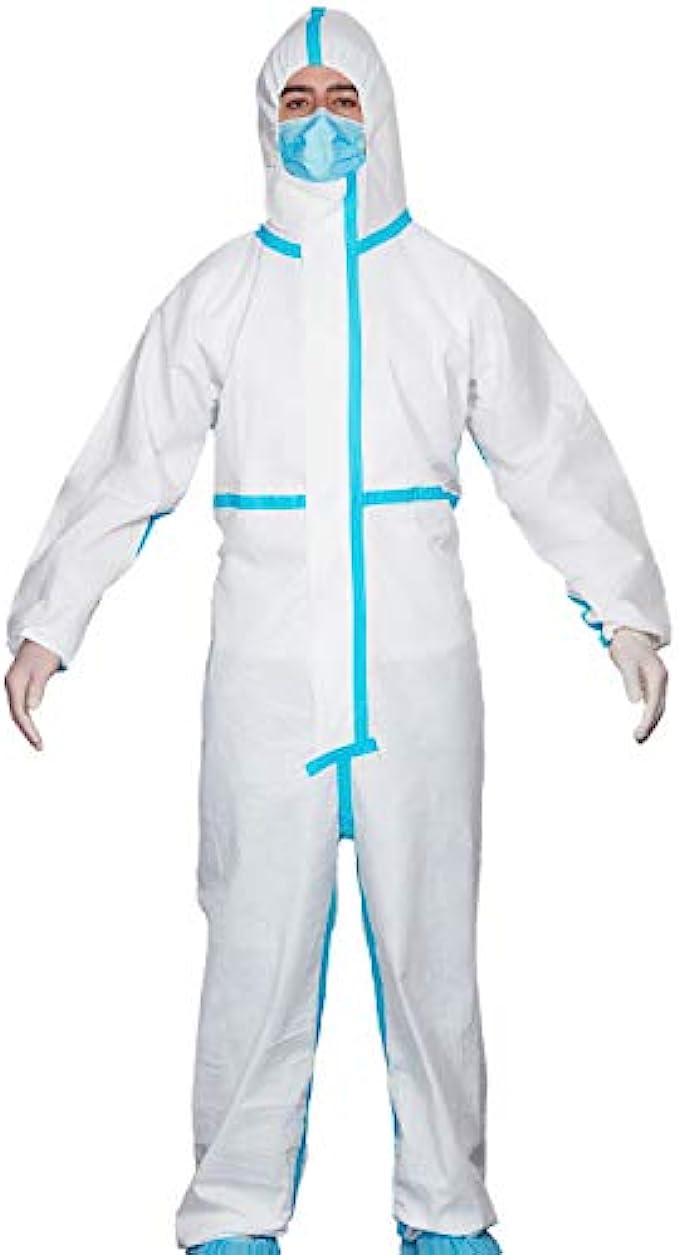 JMU Disposable Isolation Clothing with Hooded & Elastic Cuff, Disposable Coverall XL Size, Full Body Protective Suit 1 Pack