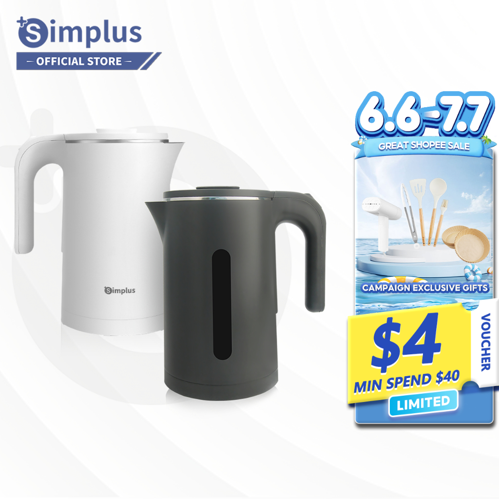 Simplus Electric Kettle 1.8L 304 Stainless Steel 1500w Automatic Power-off Boil-Dry Protection