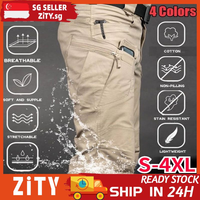 ?ZiTY?IX7 S-4XL Tactical Pants Waterproof Slim Fit Multi Pockets Anti-stain Tactical Black Cargo Pants Men Military Tactical Cargo Pants Outdoor Men's Training Pants