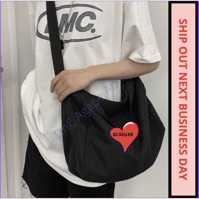 Korean Fashion Ulzzang Canvas Bag Big Capacity Men Ladies Sling Bag Shoulder Bag Crossbody Bag