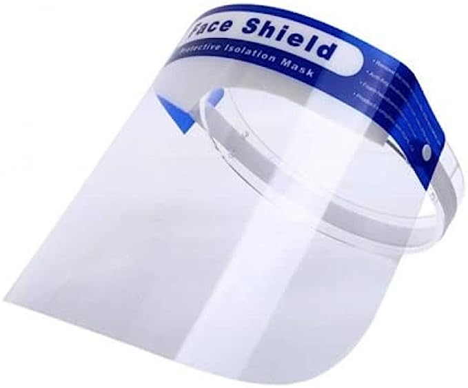 Protective Face Shield - Reusable 10 PC Unisex Face-Shield, All-Round Protection with Strap | Protects Face from Droplets and Saliva Clear Wide Visor Spitting | Transparent Shield for Home & Work