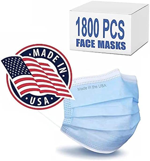Brightt [1800 pcs] Made In USA ASTM Level 3 Face Mask 4 ply Disposable Masks Facial Cover, Elastic Ear Loops, For Adults & Kids Blue