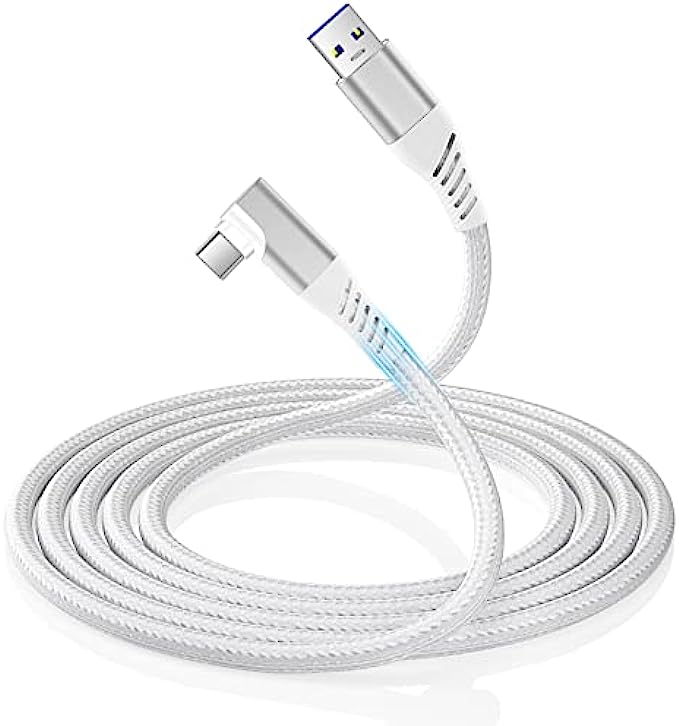 Deegotech Link Cable 16FT Compatible with Meta/Oculus Quest 2, Durable Nylon Braided USB 3.0 to USB C Cable, 5Gbps Data Transfer & Fast Charging for VR Headset, Gaming PC Steam VR, White(5m)
