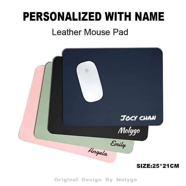 MOLYGO Christmas Gift | Personalised Name Mouse Pad | Premium PU Leather Mousepad | Teacher's Day | Mousepad | Farewell gift