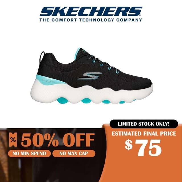 Skechers Online Exclusive Women GOwalk Massage Fit Shoes - 124903-BKTQ Dual-Density, Hyper Burst Live_50