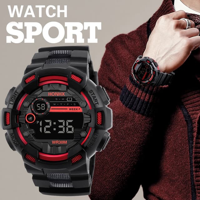 Men Fashion Electronic Watches / Waterproof Multi-Functional LED Electronic Watchs / High Quality Belt Digital Watch / Minimalist Sports Wristwatches Gift