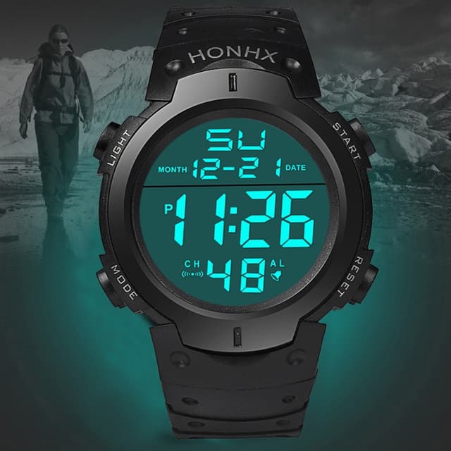 Men Watch Waterproof Silicone Led Digital Stopwatch Date Sport Wrist Watches