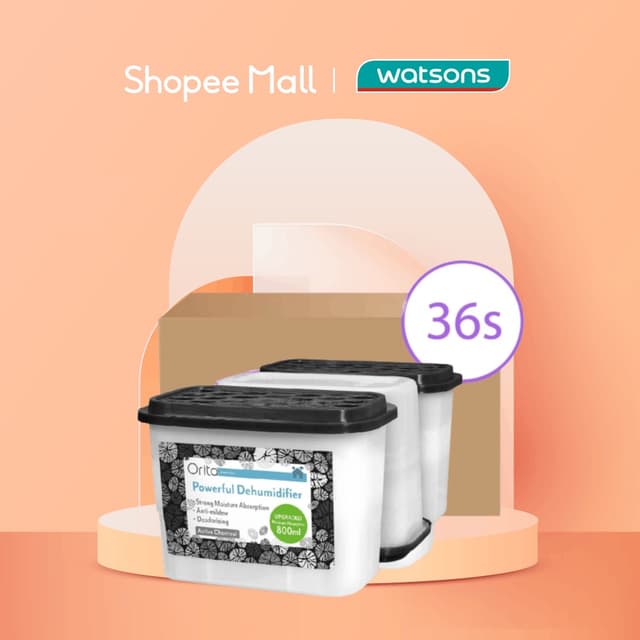 Shopee x Orita Charcoal Dehumidifier (Upgraded Moisture Absorption, Anti-mildew, Deodorising) 800ml x 36s (per carton)