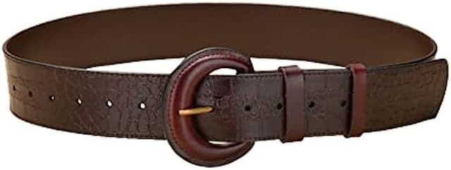 Toptim Womens Leather Belt Smooth Slim Wide Waistband 48mm for Dress Jeans Long Coat