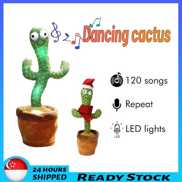 ?? [READY STOCK] Dancing Cactus Dencing Cactus Cactus Plush Toy Talk Dancing Toy Song Plush Early Childhood Christmas