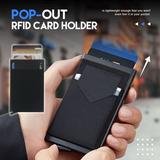 Men Wallet Aluminum Back Pocket Cash ID Card Holder RFID Blocking Slim Metal Wallet Auto Pop-up