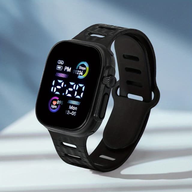 Electronic Digital Watch 30m Waterproof Large Square Dial Luminous Wrist Watch