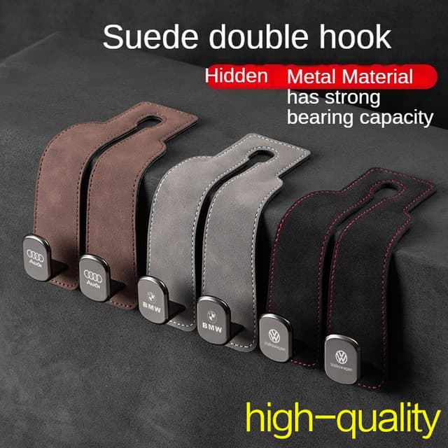 Car Hook for Car Interior Car Accessories Bag Hook Holder Double Hook for Benz Audi Toyota Leather Small Hook