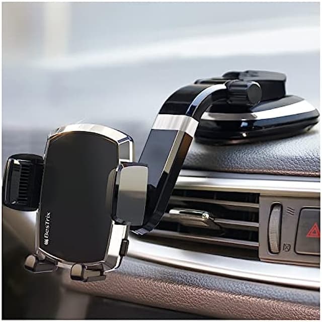BESTRIX Phone Holder for Car, SmartClamp Car Phone Mount | Dashboard Cell Phone Car Phone Holder Compatible with iPhone 13 12 11 Pro, Xr, Xs, XS MAX,XR,X, Galaxy S20 Note 20 Ultra & All Smartphone