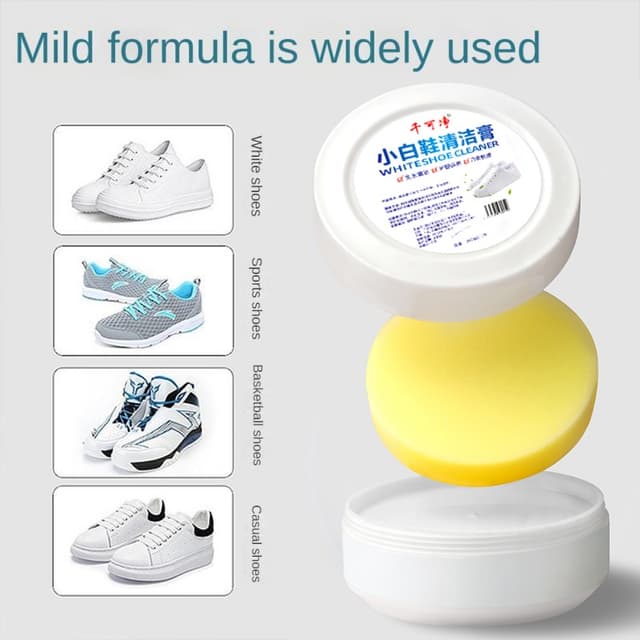 120g White Shoes Cleaning Cream Stain Remover Whitening For All Uses With Sponge Sneakers