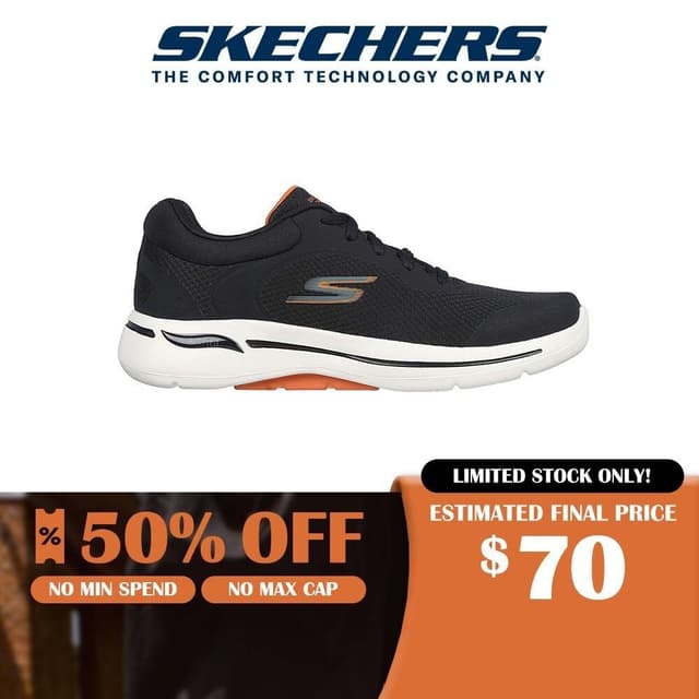 Skechers Online Exclusive Men GOwalk Arch Fit Overview Walking Shoes - 216261-BKOR Arch Fit, Comfort Pillar Live_50
