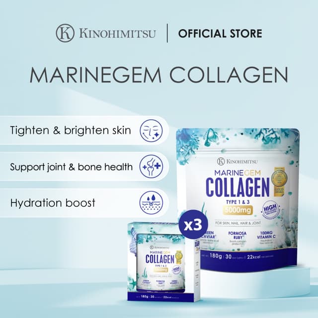 Kinohimitsu MarineGem Collagen 5000mg Beauty & Health Supplement 180g - Skin Firming & Brightening