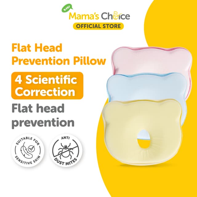 Mama's Choice Flat Head Prevention Pillow (Head shaping organic memory foam baby and infant pillow)