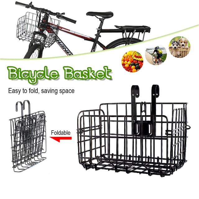【SG STOCK】Foldable Metal Bicycle Basket for Scooter all Bicycle Ebike Escooter Bike Basket Bike Front Rear Carrier 自行车篮