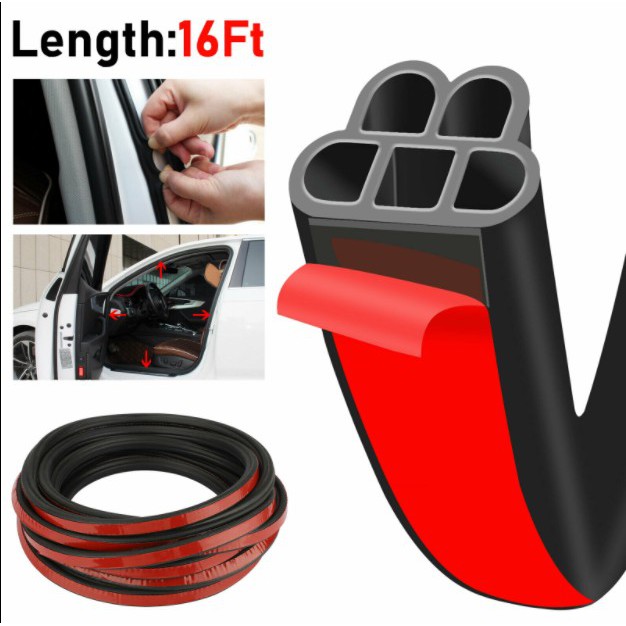 5M L-Shape Auto Car Door Trunk Seal Strip Rubber Weather Strip Edge Universal Car Silence Scheme Rubber Seal Strip Shape Soundproof Bumper strip car interior door accessories