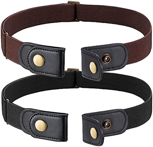 2 Pack No Buckle Free Elastic Belt for Women Men, Comfortable Adjustable Invisible Stretch Waist Belt for Jeans Shorts Pants