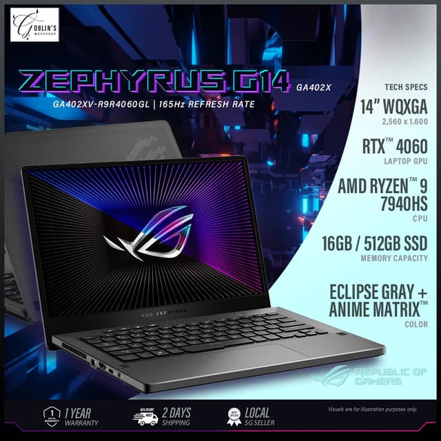 Asus ROG Zephyrus G14 GA402XV | Ryzen 9 7940HS | G14 GA402 | RX6700S | Ryzen 9 6900HS | 14.1" 144Hz WUXGA IPS | 2022 New