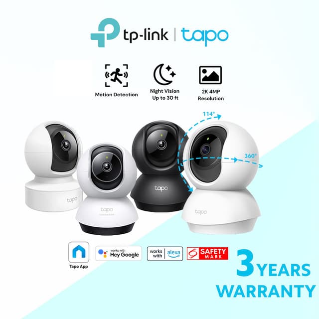 [No.1 in SG] TP-Link Tapo 360 WIFI 2K QHD AI Home Security IP Camera TC70/TC71/TC72/C210/C211/C212