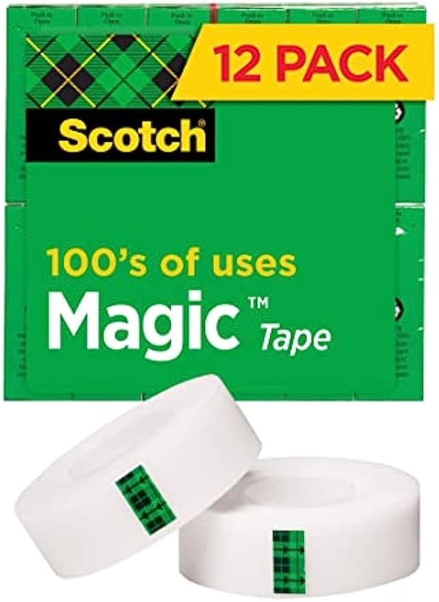 Scotch Magic Tape, 12 Rolls, Numerous Applications, Invisible, Engineered for Repairing, 3/4 x 1000 Inches, Boxed (810K12)