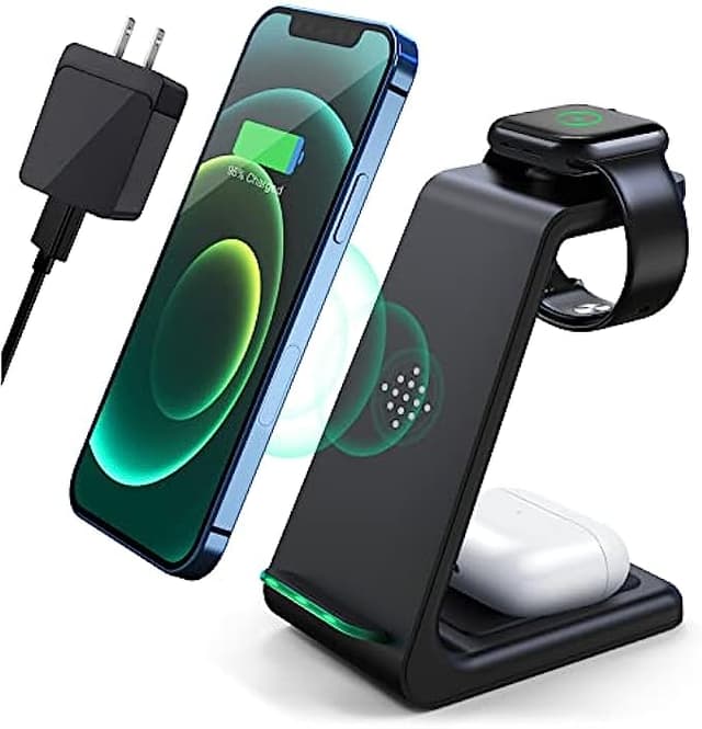 Wireless Charging Station,3 in 1 Fast Charging Station,Wireless Charger Stand for iPhone 13/12/11 Pro Max/X/Xs Max/8/8 Plus, AirPods 3/2/pro, iWatch Series 7/6/5/SE/4/3/2, and Samsung Phones