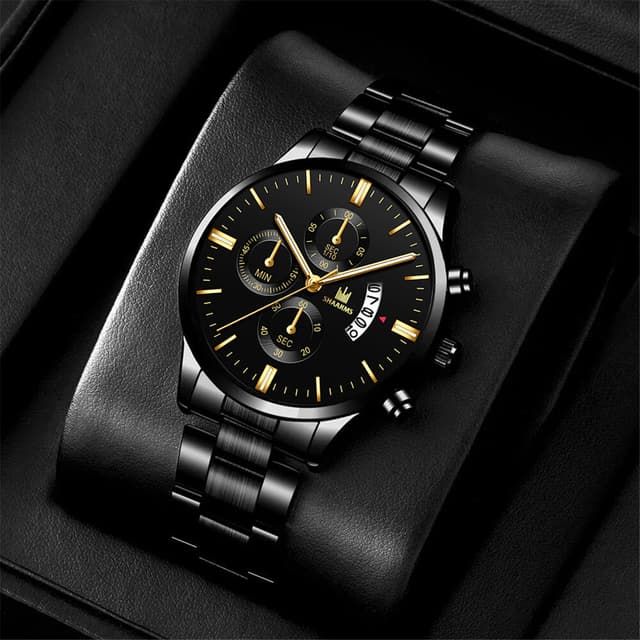 1 Men's Fashion Trend All-Match Steel Band Calendar Business Watch