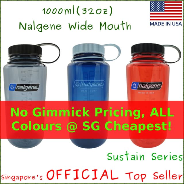 Nalgene 1l Water Bottles - Wide Mouth - 32oz - Made in USA - Sustain Tritan