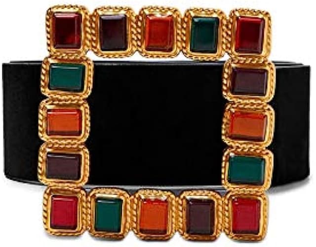 Fashion Designer Belts for Women,Leather Belts for Jeans Dress Pants with Gorgeous Colorful Crystal Buckle,Statement Gift for Women Girls