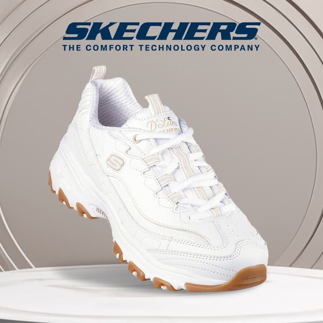 Skechers Online Exclusive Women Sport D'Lites Good Neutral Shoes - 149807-WHT Air-Cooled Memory Foam